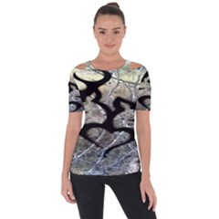 Black Love Browning Deer Camo Shoulder Cut Out Short Sleeve Top