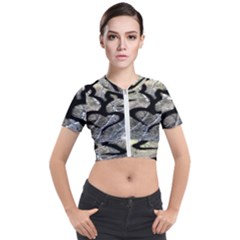 Black Love Browning Deer Camo Short Sleeve Cropped Jacket by Jancukart