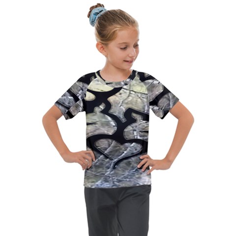 Black Love Browning Deer Camo Kids  Mesh Piece Tee by Jancukart