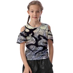 Black Love Browning Deer Camo Kids  Butterfly Cutout Tee by Jancukart