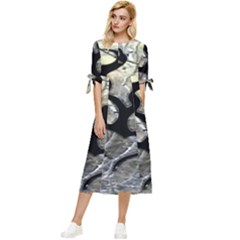 Black Love Browning Deer Camo Bow Sleeve Chiffon Midi Dress