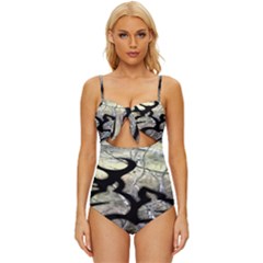 Black Love Browning Deer Camo Knot Front One-piece Swimsuit