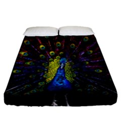 Beautiful Peacock Feather Fitted Sheet (queen Size)