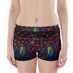 Beautiful Peacock Feather Boyleg Bikini Wrap Bottoms