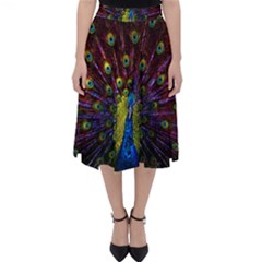 Beautiful Peacock Feather Classic Midi Skirt