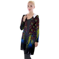 Beautiful Peacock Feather Hooded Pocket Cardigan by Jancukart