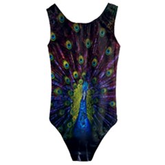 Beautiful Peacock Feather Kids  Cut-out Back One Piece Swimsuit by Jancukart