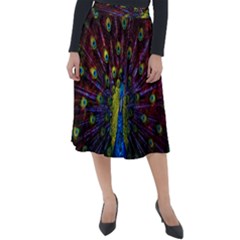 Beautiful Peacock Feather Classic Velour Midi Skirt  by Jancukart