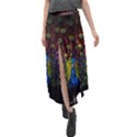 Beautiful Peacock Feather Velour Split Maxi Skirt View1