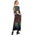 Beautiful Peacock Feather Velour Split Maxi Skirt View2