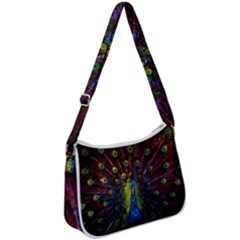 Beautiful Peacock Feather Zip Up Shoulder Bag by Jancukart