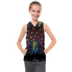 Beautiful Peacock Feather Kids  Sleeveless Hoodie by Jancukart