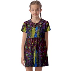 Beautiful Peacock Feather Kids  Asymmetric Collar Dress by Jancukart