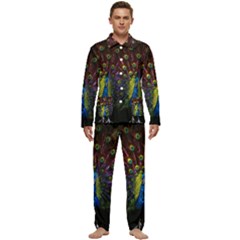 Beautiful Peacock Feather Men s Long Sleeve Velvet Pocket Pajamas Set by Jancukart