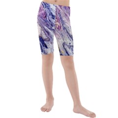 Marble Pattern Texture Kids  Mid Length Swim Shorts