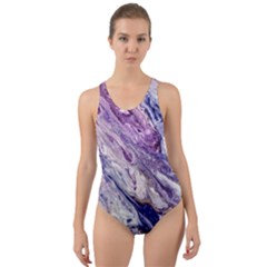 Marble Pattern Texture Cut-out Back One Piece Swimsuit