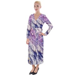 Marble Pattern Texture Velvet Maxi Wrap Dress