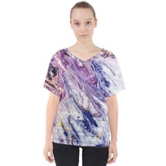 Marble Pattern Texture V-neck Dolman Drape Top