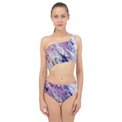 Marble Pattern Texture Spliced Up Two Piece Swimsuit