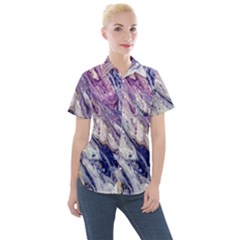 Marble Pattern Texture Women s Short Sleeve Pocket Shirt