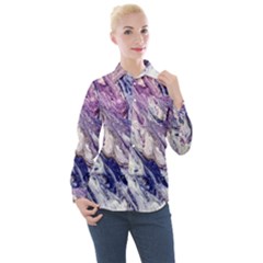 Marble Pattern Texture Women s Long Sleeve Pocket Shirt