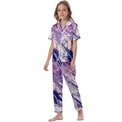 Marble Pattern Texture Kids  Satin Short Sleeve Pajamas Set