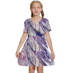 Marble Pattern Texture Kids  Short Sleeve Tiered Mini Dress