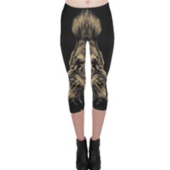 Animalsangry Male Lions Conflict Capri Leggings  by Jancukart