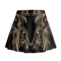 Animalsangry Male Lions Conflict Mini Flare Skirt by Jancukart