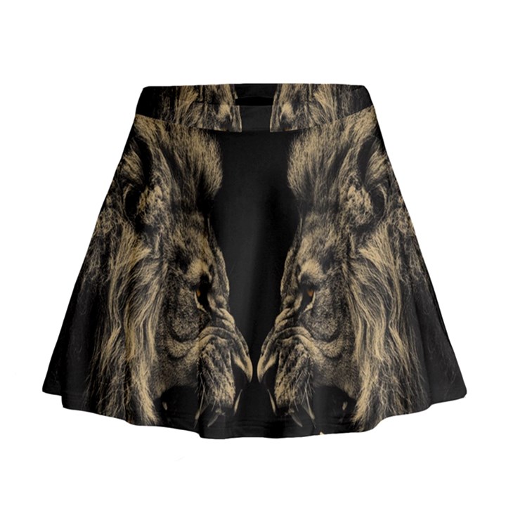 Animalsangry Male Lions Conflict Mini Flare Skirt