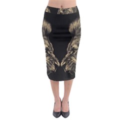 Animalsangry Male Lions Conflict Midi Pencil Skirt by Jancukart