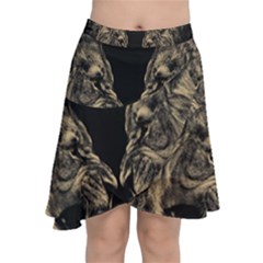 Animalsangry Male Lions Conflict Chiffon Wrap Front Skirt by Jancukart