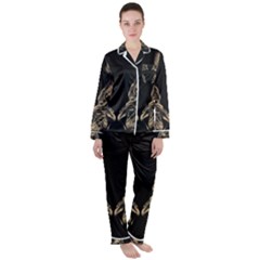 Animalsangry Male Lions Conflict Satin Long Sleeve Pajamas Set by Jancukart