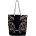 Animalsangry Male Lions Conflict Full Print Rope Handle Tote (Small) View2