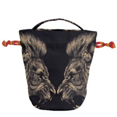 Animalsangry Male Lions Conflict Drawstring Bucket Bag