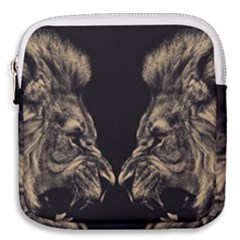 Animalsangry Male Lions Conflict Mini Square Pouch by Jancukart