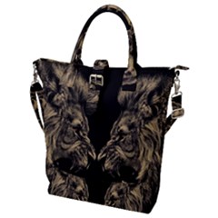 Animalsangry Male Lions Conflict Buckle Top Tote Bag by Jancukart