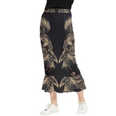 Animalsangry Male Lions Conflict Maxi Fishtail Chiffon Skirt by Jancukart