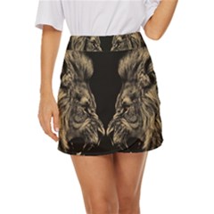 Animalsangry Male Lions Conflict Mini Front Wrap Skirt by Jancukart