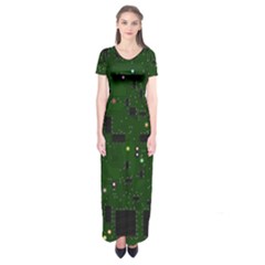 Board Conductors Circuits Short Sleeve Maxi Dress