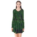 Board conductors circuits Long Sleeve V-neck Flare Dress View1