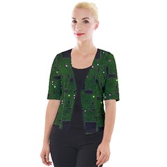 Board Conductors Circuits Cropped Button Cardigan