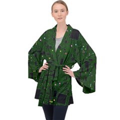 Board Conductors Circuits Long Sleeve Velvet Kimono  by Jancukart