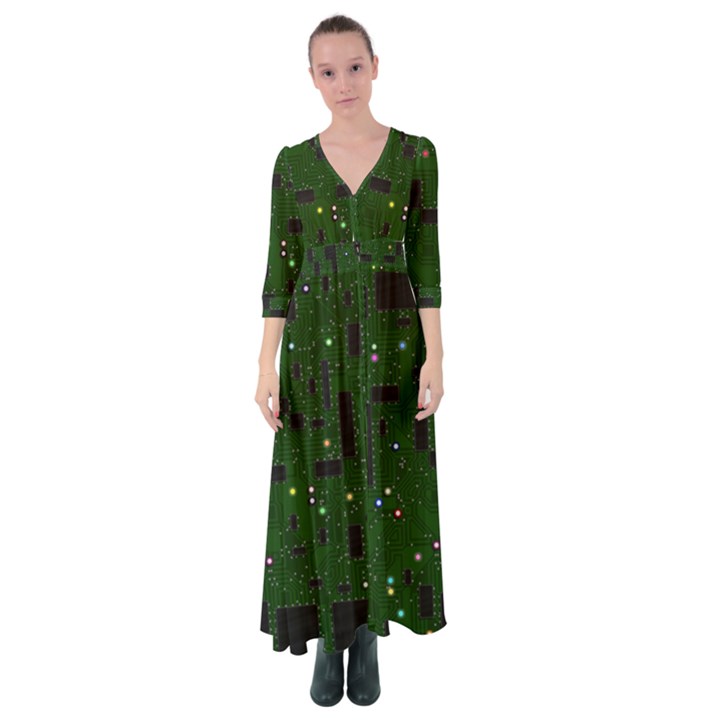 Board conductors circuits Button Up Maxi Dress