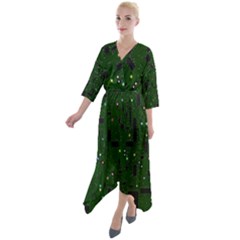 Board Conductors Circuits Quarter Sleeve Wrap Front Maxi Dress