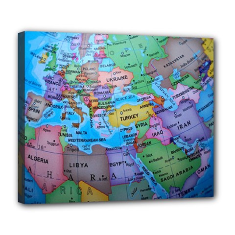 Globe World Map Maps Europe Deluxe Canvas 24  X 20  (stretched)