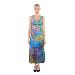 Globe World Map Maps Europe Sleeveless Maxi Dress