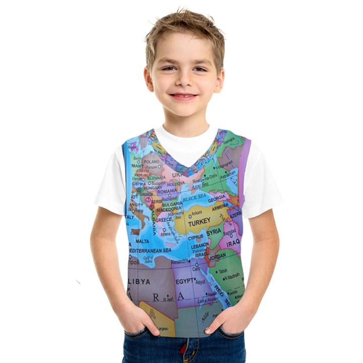 Globe world map maps europe Kids  Basketball Tank Top