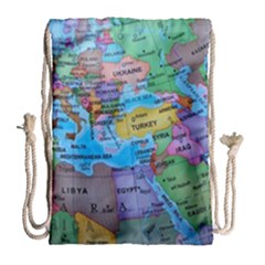 Globe World Map Maps Europe Drawstring Bag (large) by Jancukart