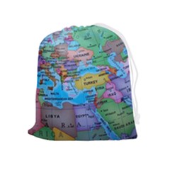 Globe World Map Maps Europe Drawstring Pouch (xl) by Jancukart